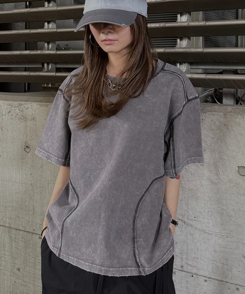 ANDER HUNK（アンダーハンク）の「Overdyed Stitch Design T-shirt / オーバーダイステッチデザインTシャツ（Tシャツ/カットソー・メンズ・グレー系/グレー/ブラック系/ブラック・SMALL/MEDIUM/LARGE）」の3枚目の写真