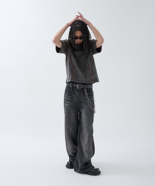 ANDER HUNK（アンダーハンク）の「Overdyed Stitch Design T-shirt / オーバーダイステッチデザインTシャツ（Tシャツ/カットソー・メンズ・グレー系/グレー/ブラック系/ブラック・SMALL/MEDIUM/LARGE）」の15枚目の写真