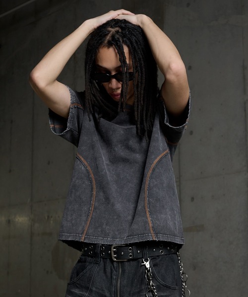 ANDER HUNK（アンダーハンク）の「Overdyed Stitch Design T-shirt / オーバーダイステッチデザインTシャツ（Tシャツ/カットソー・メンズ・グレー系/グレー/ブラック系/ブラック・SMALL/MEDIUM/LARGE）」の8枚目の写真