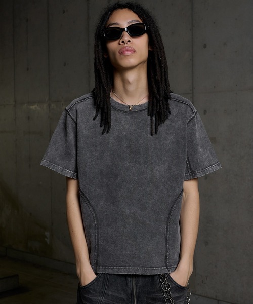 ANDER HUNK（アンダーハンク）の「Overdyed Stitch Design T-shirt / オーバーダイステッチデザインTシャツ（Tシャツ/カットソー・メンズ・グレー系/グレー/ブラック系/ブラック・SMALL/MEDIUM/LARGE）」の6枚目の写真