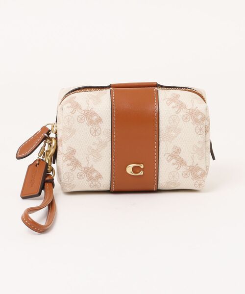 COACH（コーチ）の「エッセンシャル ミニ コスメティック ポーチ・ホース アンド キャリッジ プリント（ポーチ・レディース・ホワイト系その他・ONE）」の2枚目の写真