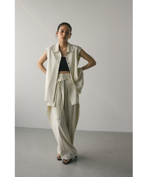 STYLEMIXER（スタイルミキサー）の「ステッチラインステンカラーベスト（ベスト・レディース・アイボリー/ネイビー・FREE）」の3枚目の写真