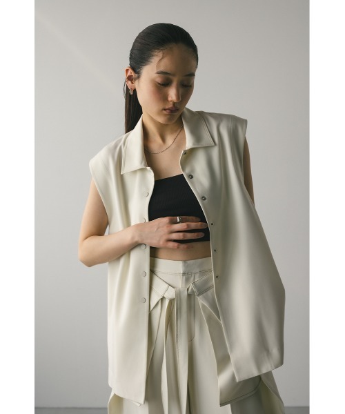 STYLEMIXER（スタイルミキサー）の「ステッチラインステンカラーベスト（ベスト・レディース・アイボリー/ネイビー・FREE）」の5枚目の写真