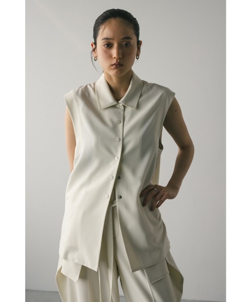 STYLEMIXER（スタイルミキサー）の「ステッチラインステンカラーベスト（ベスト・レディース・アイボリー/ネイビー・FREE）」の6枚目の写真