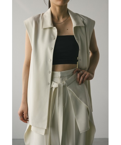 STYLEMIXER（スタイルミキサー）の「ステッチラインステンカラーベスト（ベスト・レディース・アイボリー/ネイビー・FREE）」の8枚目の写真