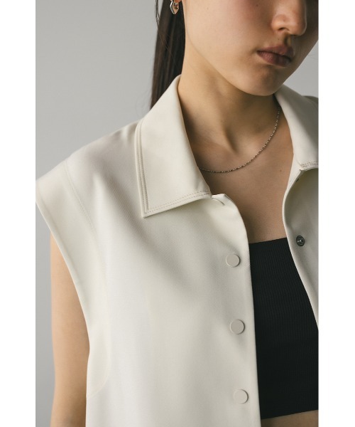 STYLEMIXER（スタイルミキサー）の「ステッチラインステンカラーベスト（ベスト・レディース・アイボリー/ネイビー・FREE）」の9枚目の写真