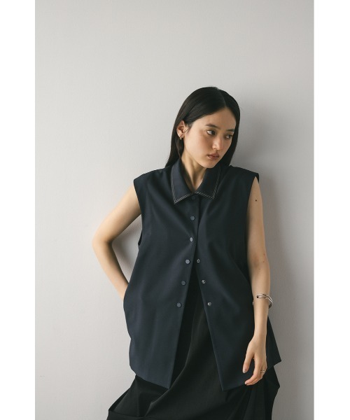 STYLEMIXER（スタイルミキサー）の「ステッチラインステンカラーベスト（ベスト・レディース・アイボリー/ネイビー・FREE）」の15枚目の写真