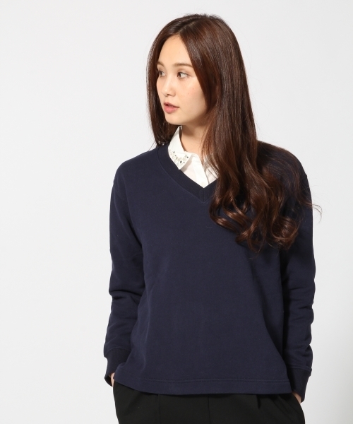 GLOBAL WORK(グローバルワーク)の「キモウウラケVネックプルオーバー長袖/707863(Tシャツ/カットソー・レディース・ネイビー/ワインレッド/オフホワイト/カーキ/ダークグレー/ブラウン・LARGE/SMALL/MEDIUM)」の5枚目の写真
