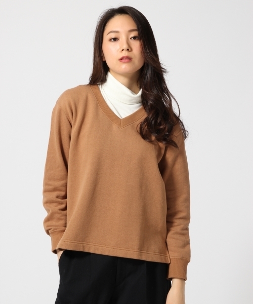GLOBAL WORK(グローバルワーク)の「キモウウラケVネックプルオーバー長袖/707863(Tシャツ/カットソー・レディース・ネイビー/ワインレッド/オフホワイト/カーキ/ダークグレー/ブラウン・LARGE/SMALL/MEDIUM)」の4枚目の写真