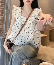 TONE SELECT WEAR（トーンセレクトウェア）の「【i-dare】花柄 フリル フレンチ スリーブ ブラウス（シャツ/ブラウス）」