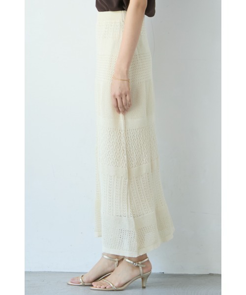 M.deux（エムドゥ）の「クロシェニットマーメイドスカート（スカート・レディース・モカ/オフホワイト・MEDIUM）」の7枚目の写真