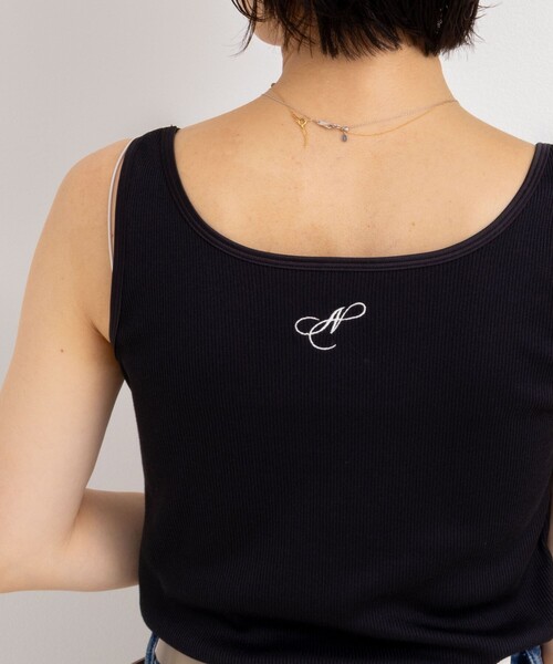 NOLLEY’S(ノーリーズ)の「テレコ配色タンクトップ(タンクトップ・レディース・ホワイト/オリーブ/ブラック・38)」の2枚目の写真