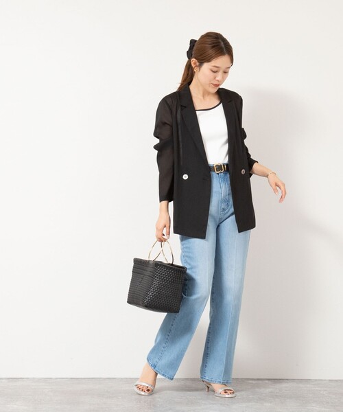 NOLLEY’S(ノーリーズ)の「テレコ配色タンクトップ(タンクトップ・レディース・ホワイト/オリーブ/ブラック・38)」の7枚目の写真