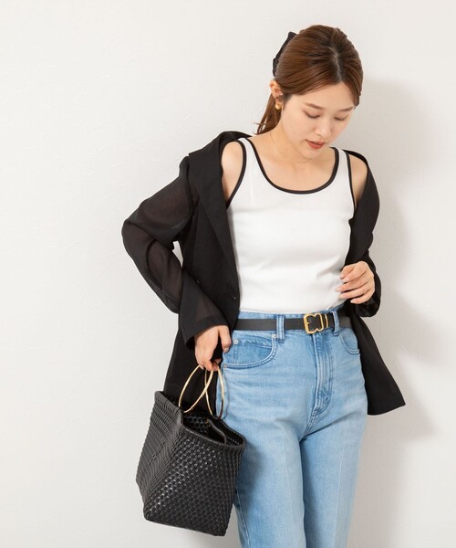 NOLLEY’S(ノーリーズ)の「テレコ配色タンクトップ(タンクトップ・レディース・ホワイト/オリーブ/ブラック・38)」の11枚目の写真