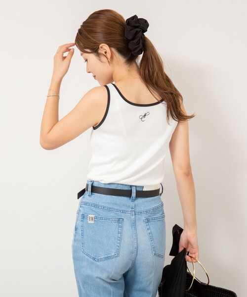 NOLLEY’S(ノーリーズ)の「テレコ配色タンクトップ(タンクトップ・レディース・ホワイト/オリーブ/ブラック・38)」の12枚目の写真