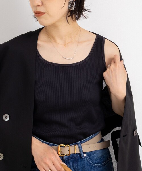 NOLLEY’S(ノーリーズ)の「テレコ配色タンクトップ(タンクトップ・レディース・ホワイト/オリーブ/ブラック・38)」の14枚目の写真