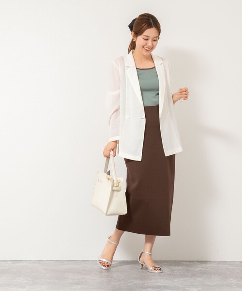 NOLLEY’S(ノーリーズ)の「テレコ配色タンクトップ(タンクトップ・レディース・ホワイト/オリーブ/ブラック・38)」の16枚目の写真