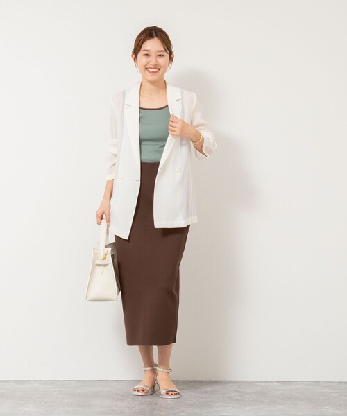 NOLLEY’S(ノーリーズ)の「テレコ配色タンクトップ(タンクトップ・レディース・ホワイト/オリーブ/ブラック・38)」の17枚目の写真