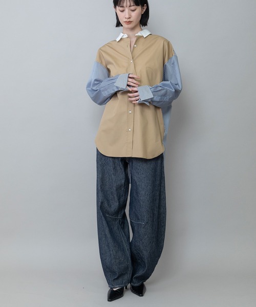 Munich(ミューニック)の「ブロード×ストライプ×シアーストライプシャツ(シャツ/ブラウス・レディース・ライトベージュ/キャメル/ホワイト・FREE)」の4枚目の写真