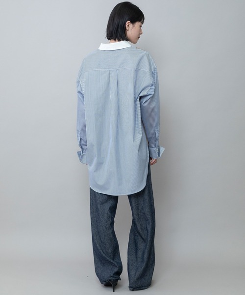 Munich(ミューニック)の「ブロード×ストライプ×シアーストライプシャツ(シャツ/ブラウス・レディース・ライトベージュ/キャメル/ホワイト・FREE)」の6枚目の写真