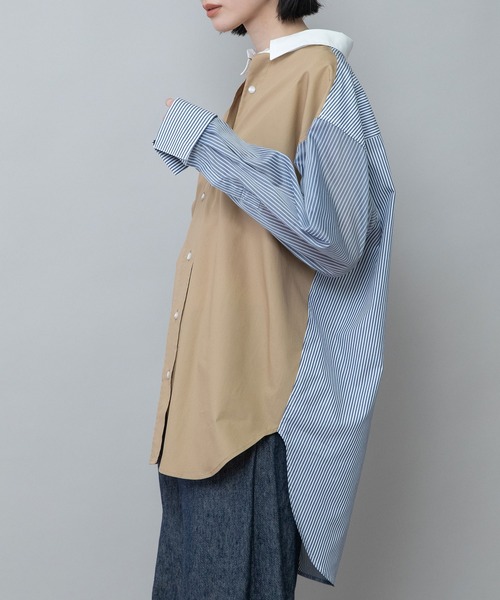 Munich(ミューニック)の「ブロード×ストライプ×シアーストライプシャツ(シャツ/ブラウス・レディース・ライトベージュ/キャメル/ホワイト・FREE)」の8枚目の写真