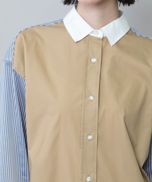 Munich(ミューニック)の「ブロード×ストライプ×シアーストライプシャツ(シャツ/ブラウス・レディース・ライトベージュ/キャメル/ホワイト・FREE)」の10枚目の写真