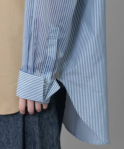 Munich(ミューニック)の「ブロード×ストライプ×シアーストライプシャツ(シャツ/ブラウス・レディース・ライトベージュ/キャメル/ホワイト・FREE)」の13枚目の写真