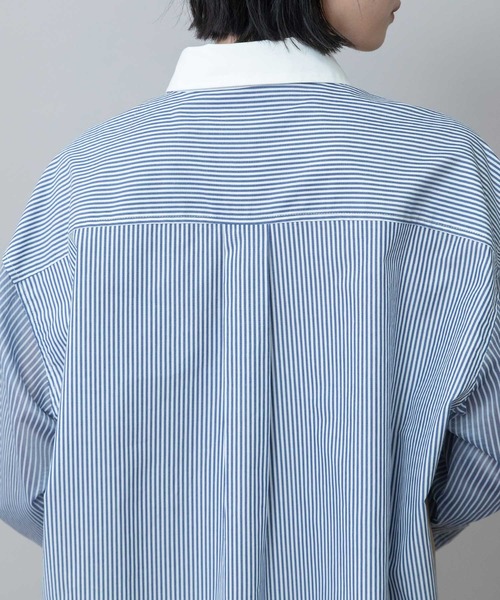 Munich(ミューニック)の「ブロード×ストライプ×シアーストライプシャツ(シャツ/ブラウス・レディース・ライトベージュ/キャメル/ホワイト・FREE)」の12枚目の写真