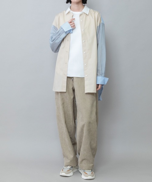 Munich(ミューニック)の「ブロード×ストライプ×シアーストライプシャツ(シャツ/ブラウス・レディース・ライトベージュ/キャメル/ホワイト・FREE)」の17枚目の写真