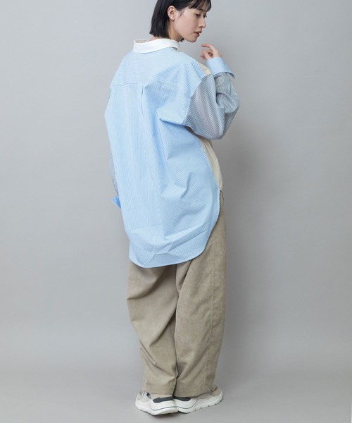 Munich(ミューニック)の「ブロード×ストライプ×シアーストライプシャツ(シャツ/ブラウス・レディース・ライトベージュ/キャメル/ホワイト・FREE)」の18枚目の写真