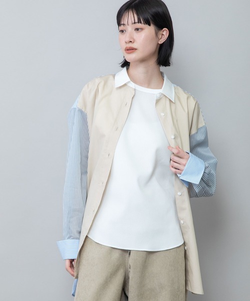 Munich(ミューニック)の「ブロード×ストライプ×シアーストライプシャツ(シャツ/ブラウス・レディース・ライトベージュ/キャメル/ホワイト・FREE)」の19枚目の写真