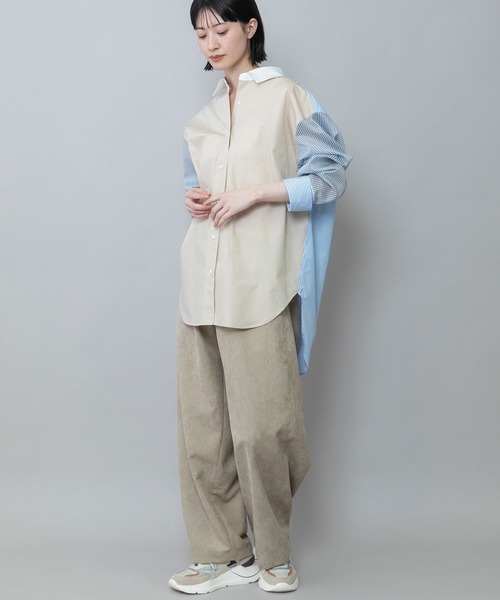 Munich(ミューニック)の「ブロード×ストライプ×シアーストライプシャツ(シャツ/ブラウス・レディース・ライトベージュ/キャメル/ホワイト・FREE)」の21枚目の写真