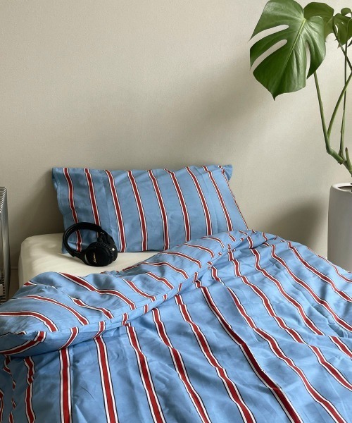 IYAN（イヤン）の「【3点セット】ストライプ柄布団カバー/シーツ