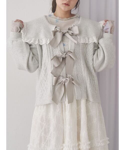 merry jenny（メリージェニー）の「セーラーリボンカーデイガン（カーディガン/ボレロ・レディース・アイボリー/ブラック/ライトグレー・FREE）」の3枚目の写真