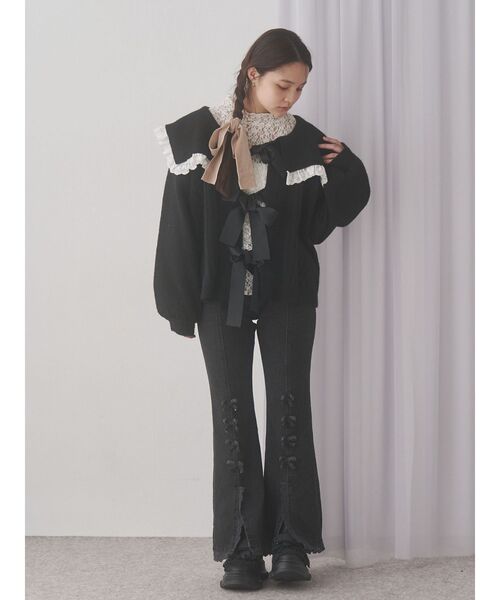 merry jenny（メリージェニー）の「セーラーリボンカーデイガン（カーディガン/ボレロ・レディース・アイボリー/ブラック/ライトグレー・FREE）」の22枚目の写真