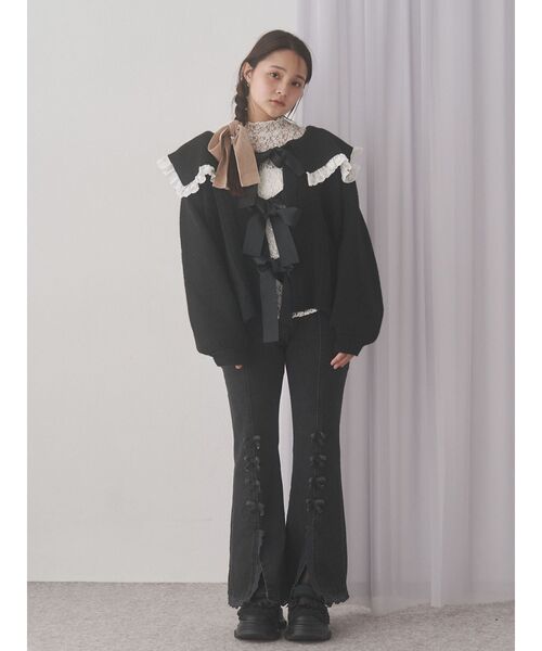 merry jenny（メリージェニー）の「セーラーリボンカーデイガン（カーディガン/ボレロ・レディース・アイボリー/ブラック/ライトグレー・FREE）」の14枚目の写真