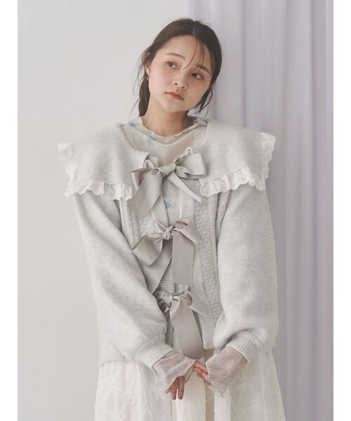 merry jenny（メリージェニー）の「セーラーリボンカーデイガン（カーディガン/ボレロ・レディース・アイボリー/ブラック/ライトグレー・FREE）」の6枚目の写真