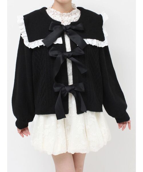 merry jenny（メリージェニー）の「セーラーリボンカーデイガン（カーディガン/ボレロ・レディース・アイボリー/ブラック/ライトグレー・FREE）」の9枚目の写真
