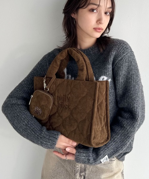 mily bilet(ミウィビレット)の「【mily bilet】ふわふわもちもちの質感が魅力のスウェードライクキルティングスクエアショルダーバッグ(ショルダーバッグ・レディース・ブラウン/チャコールグレー/ベージュ・ONE SIZE)」の12枚目の写真