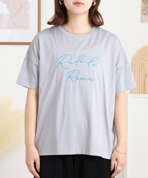 BRODIAEA(ブローディア)の「BRODIAEA ロゴ刺繍半袖Tシャツ(Tシャツ/カットソー・レディース・ライトグリーン/シルバーグレー/ブラック/サーモンピンク・40)」の21枚目の写真