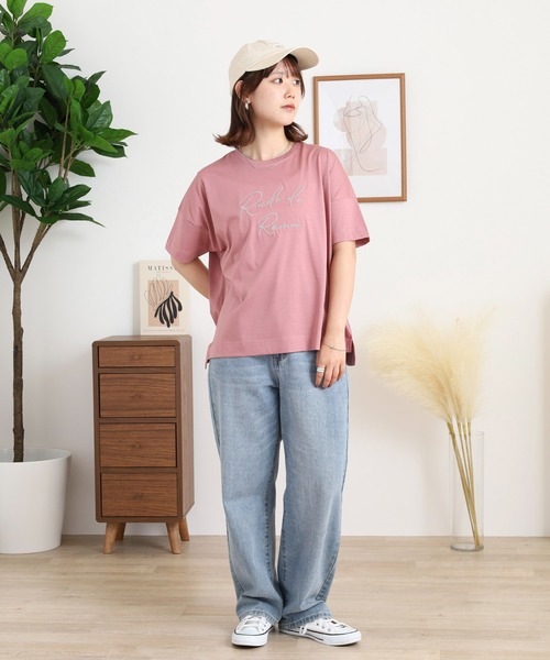 BRODIAEA(ブローディア)の「BRODIAEA ロゴ刺繍半袖Tシャツ(Tシャツ/カットソー・レディース・ライトグリーン/シルバーグレー/ブラック/サーモンピンク・40)」の20枚目の写真