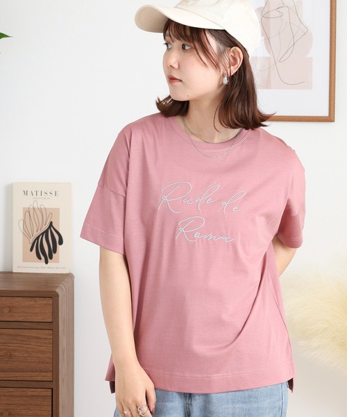 BRODIAEA(ブローディア)の「BRODIAEA ロゴ刺繍半袖Tシャツ(Tシャツ/カットソー・レディース・ライトグリーン/シルバーグレー/ブラック/サーモンピンク・40)」の18枚目の写真