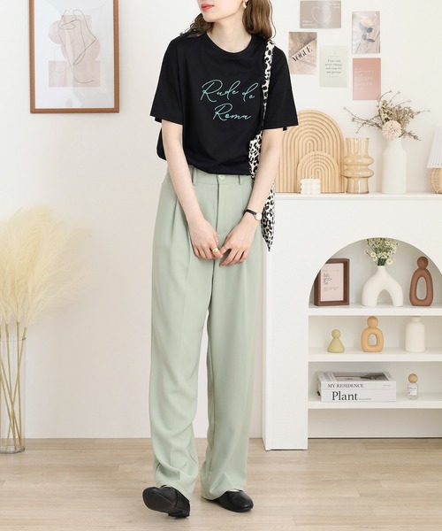 BRODIAEA(ブローディア)の「BRODIAEA ロゴ刺繍半袖Tシャツ(Tシャツ/カットソー・レディース・ライトグリーン/シルバーグレー/ブラック/サーモンピンク・40)」の8枚目の写真