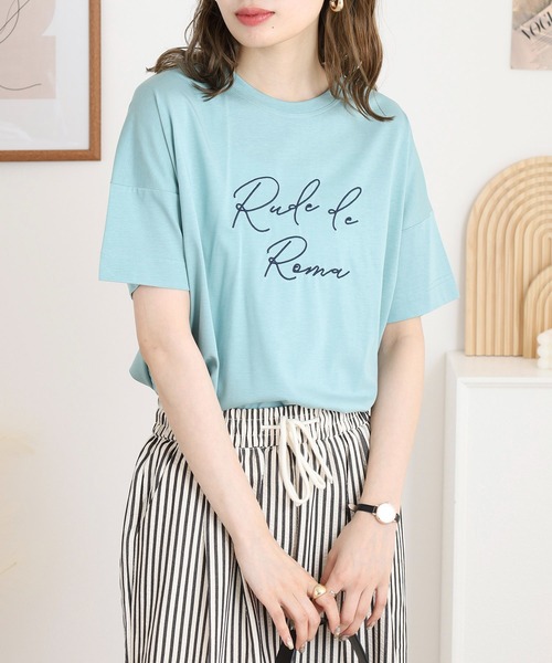 BRODIAEA(ブローディア)の「BRODIAEA ロゴ刺繍半袖Tシャツ(Tシャツ/カットソー・レディース・ライトグリーン/シルバーグレー/ブラック/サーモンピンク・40)」の13枚目の写真