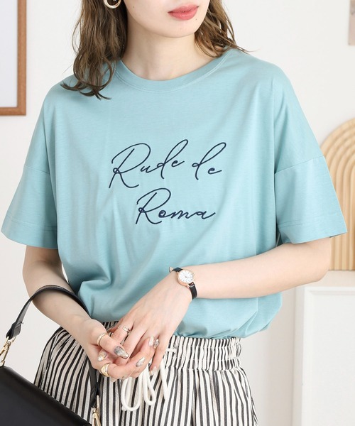 BRODIAEA(ブローディア)の「BRODIAEA ロゴ刺繍半袖Tシャツ(Tシャツ/カットソー・レディース・ライトグリーン/シルバーグレー/ブラック/サーモンピンク・40)」の15枚目の写真