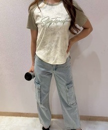 ラグランスリーブタイダイトップス