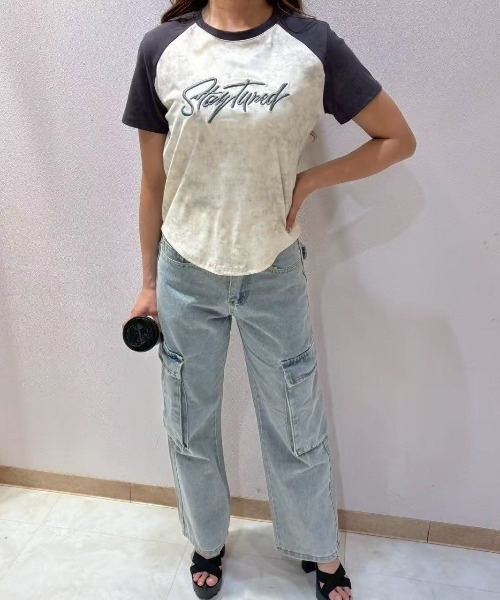 LETee(レティー)の「ラグランスリーブタイダイトップス(Tシャツ/カットソー・レディース・グレー/カーキ/ブラック・FREE)」の8枚目の写真
