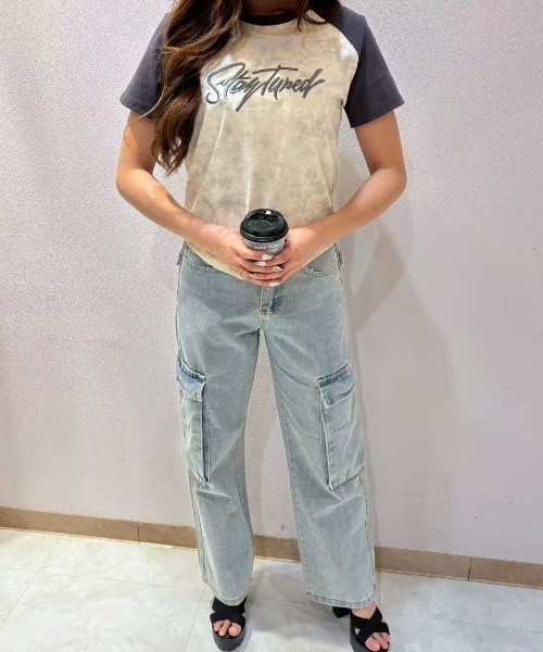 LETee(レティー)の「ラグランスリーブタイダイトップス(Tシャツ/カットソー・レディース・グレー/カーキ/ブラック・FREE)」の9枚目の写真