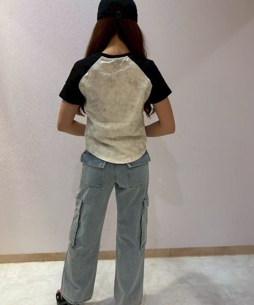 LETee(レティー)の「ラグランスリーブタイダイトップス(Tシャツ/カットソー・レディース・グレー/カーキ/ブラック・FREE)」の17枚目の写真