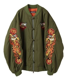チャイナ服　マオカラー　ジャケット　モスグリーン　カーキ チャイナ服」に該当するグリーン・カーキ/緑色系のファッション